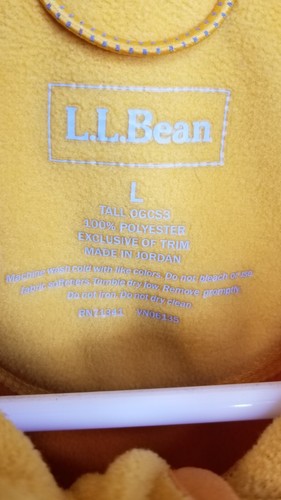 L.L. Bean Men's Yellow Polyester Fleece Zip Up Camping Hiking Vest Large Tall - Picture 3 of 8