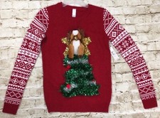 No Boundaries Christmas Sweater 3D Women  s Size Medium Red