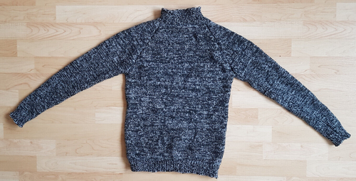HANDMADE PULLOVER OBERTEIL ca. 152 JUNGEN SCHWARZ GRAU SELBSTGESTRICKT - Bild 2 von 2