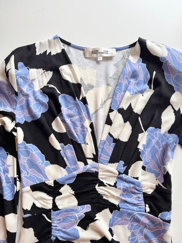 DVF DIANE VON FURSTENBERG Magena Floral Wool Jersey Ruched Midi Dress, Size S - Picture 7 of 11