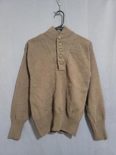 DSCP GARRISON COLLECTION SWEATER MENS MEDIUM BROWN MILITARY ACRYLIC HENLEY 95t