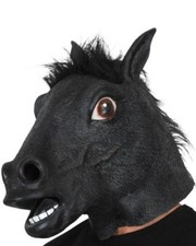 NEW 3509 Full Head Black Horse Latex Mask - Halloween Dress Up Costume