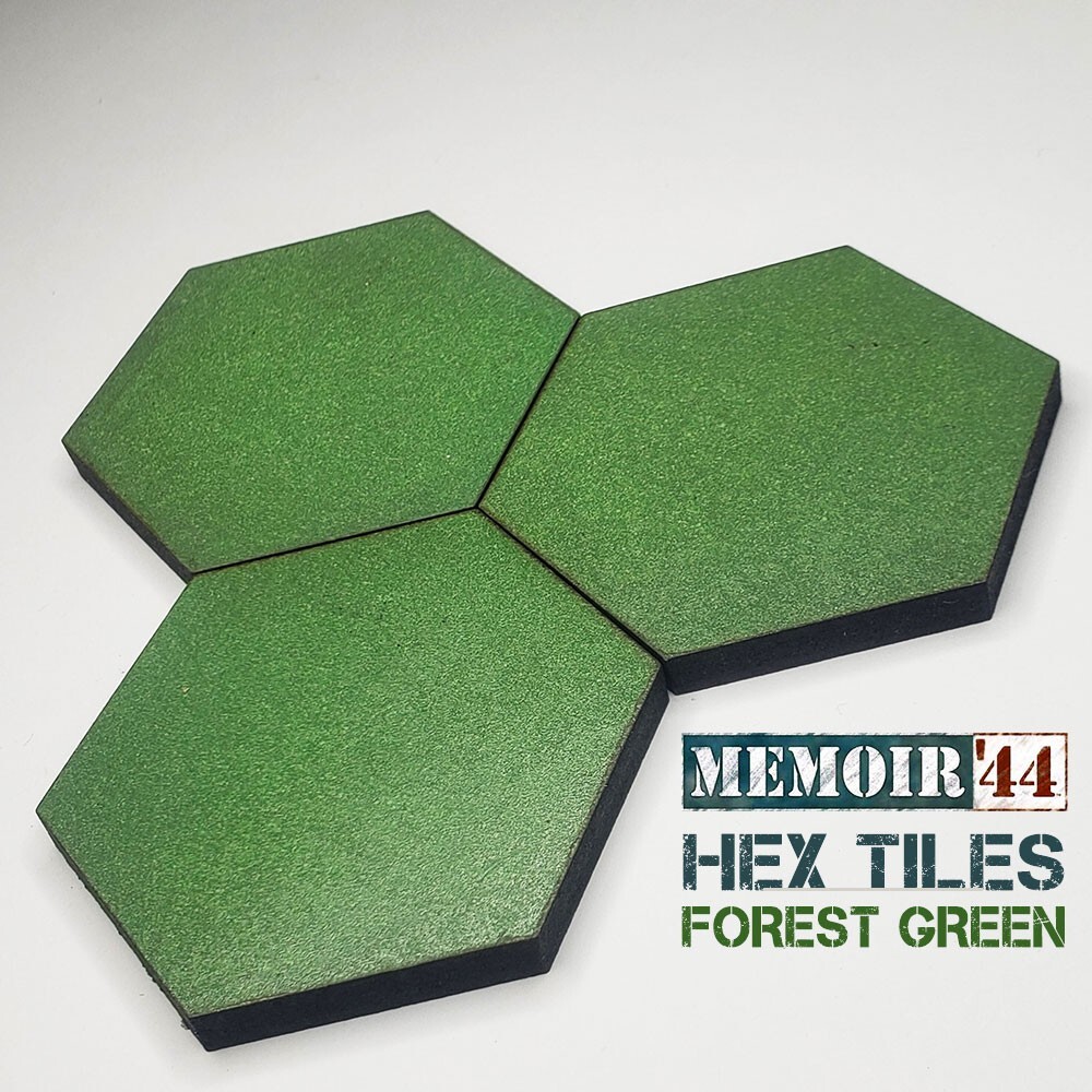 Memoir 44 Forest Green Full Hex 6mm Terrain Riser Blank Tile Bases