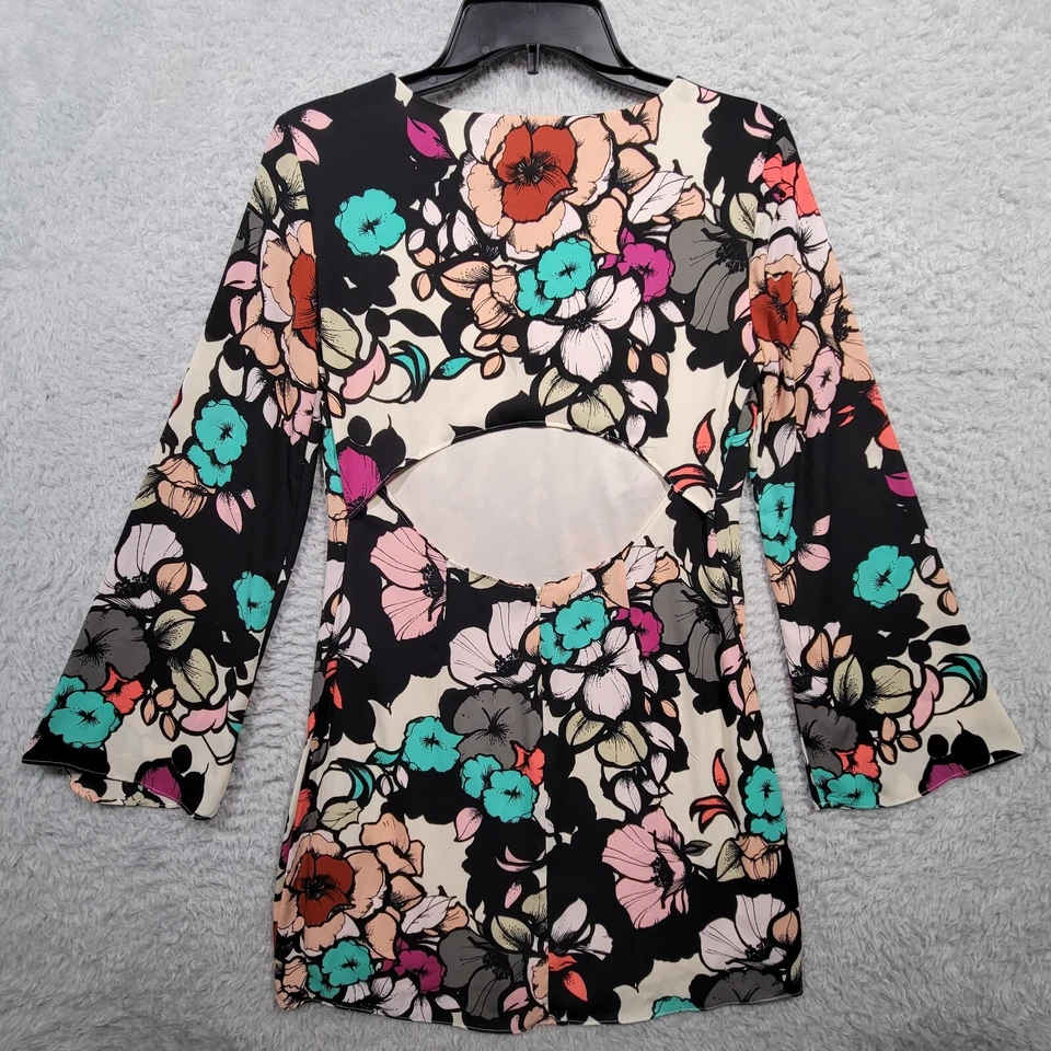 Экспресс-платье женское 2 деко цветочный длинный Bell рукав открытый назад короткая подкладка - Изображение 2 из 4