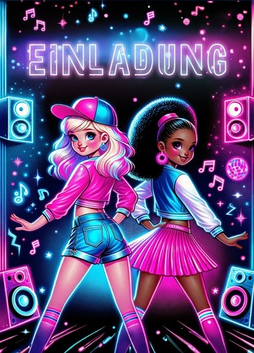 10x Einladungskarten Hip Hop Set "Hip-Hop Night" Mädchen Kindergeburtstag - Bild 2 von 11