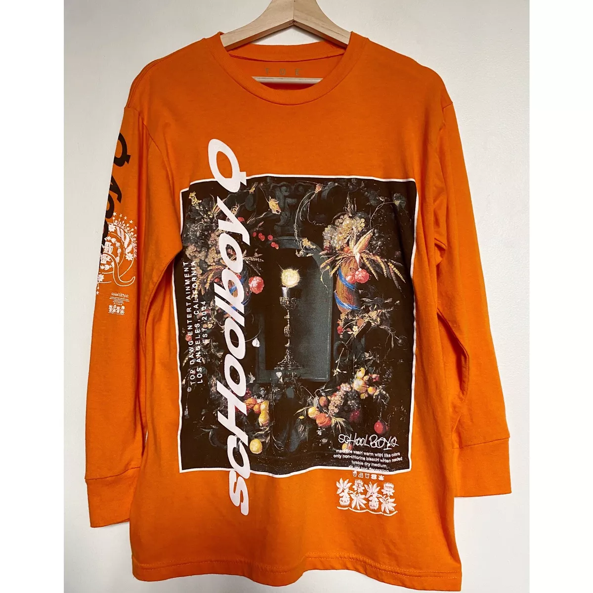 ScHoolboy Q TDE Championship Tour Orange Long Sleeve Graphic T Shirt Tee S