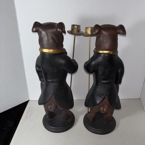 Coppia di portacandele figure cane boxer Sterling Industries 2001 vintage unici - Foto 7 di 16