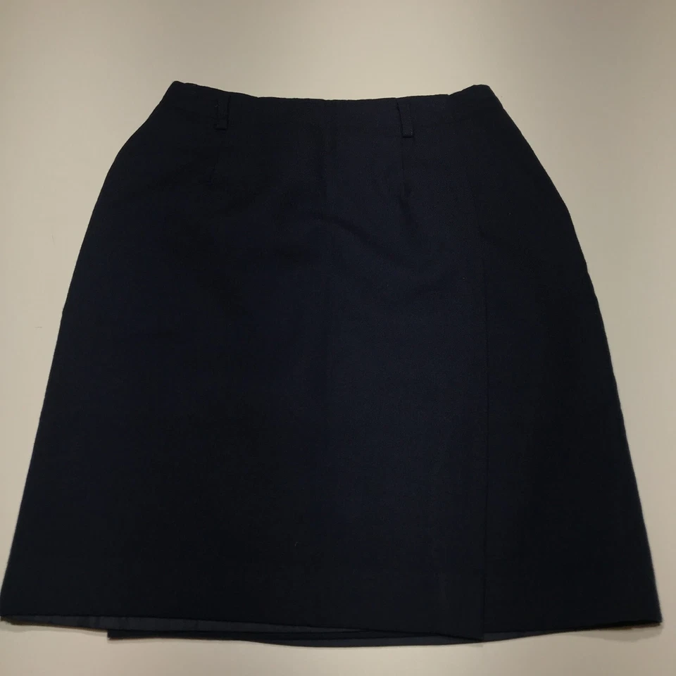 Falda Herman Geist Mujer Talla 6 Azul Marino Imitación Envoltura 100% Lana Lápiz Recto Foto 2 de 4