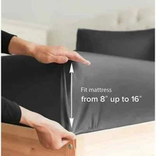 1800 Deep Pocket Fitted Sheet Queen King Fully Elastic Fitted Sheets Bed Sheets