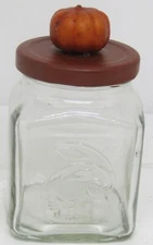 Stonewall Kitchen 5" Clear Glass Jar with Screw On Pumpkin Topper.