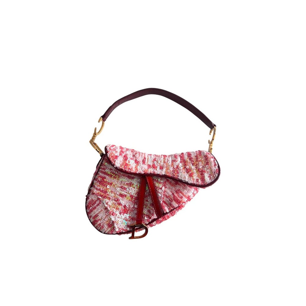 Vintage Dior red sequin small size saddle bag