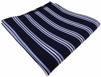 Tigertie Designer Seideneinstecktuch In Blau Marine Dunkelblau Silber Gestreift