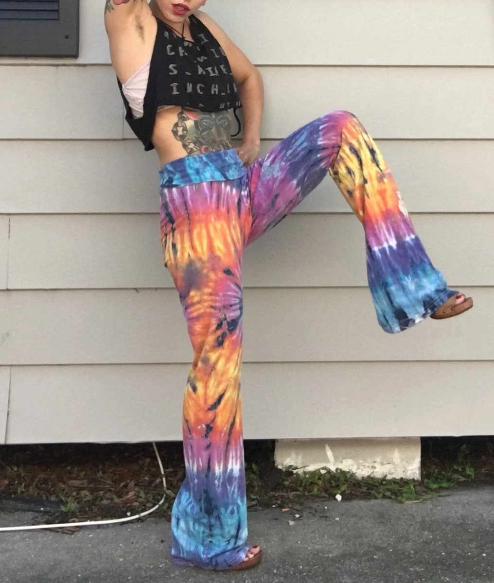 Women's Tie Dye Flare Leg Pants Yoga Leggings Soft Knit Stretch High Waist  Print