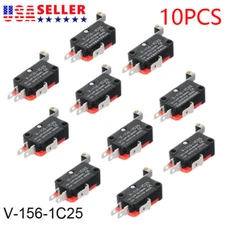 10PCS V-156-1C25 Lead Limit Switch SPDT Long Straight Hinge Roller Button Red
