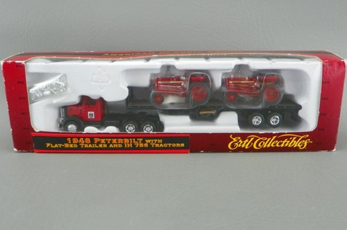 Ertl Collectibles HO 1/87 Diecast 1948 Peterbilt Flatbed Semi w/ IH 756 Tractors - Picture 2 of 5