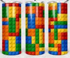 LEGO BUILDING BLOCKS DESIGN 20 OZ STAINLESS STEEL TUMBLER CUP WITH LID & STRAW