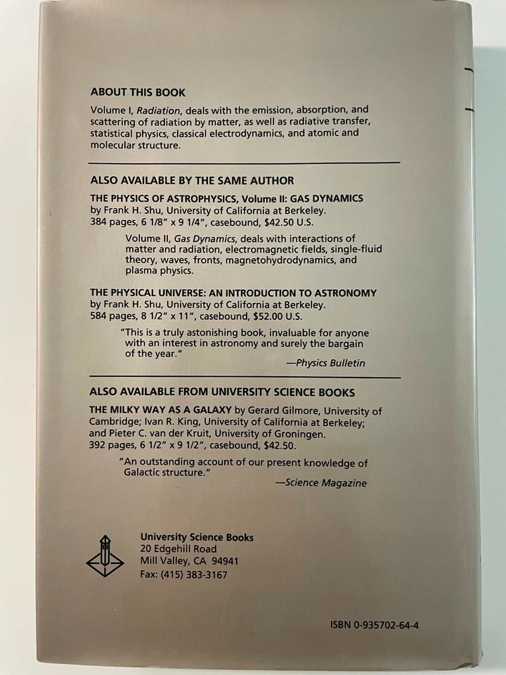 "THE PHYSICS OF ASTROPHYSICS". FRANK J. SHU. LIBRO DE FÍSICA Y ASTROFÍSICA (VI00 - Imagen 3 de 4