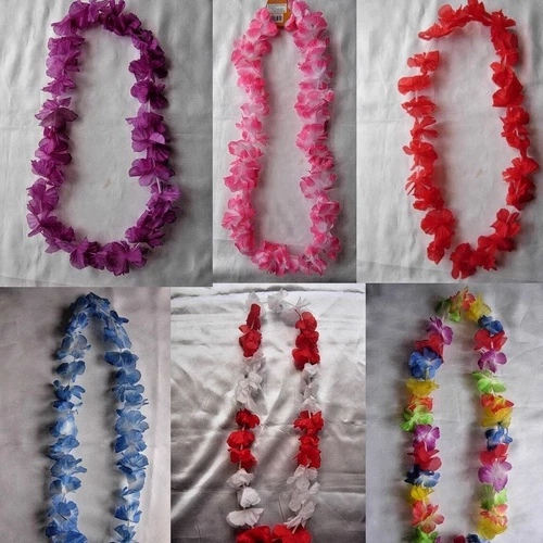 Garlands Hawaiian Flower Lei, Tropical Party Fancy Dress 12 Colour