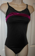 Body Wrappers Black Mesh Pink Camisole Leotard Ladies Medium  7533