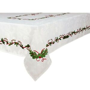 Attracktive ebay christmas tablecloths Ornate Christmas Jacquard Tablecloth Oblong 150x225 Or 150x260 150x300cm Ebay