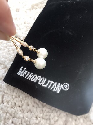 Neue Ohrringe Mit Perlen Zirkonia Steine Metropolitan Vergoldet Modeschmuck 