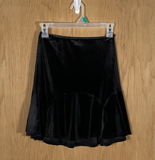 Women's S Black Velvet Flare Mini Skirt Coquette WhimsiGoth FairyGrunge Festival