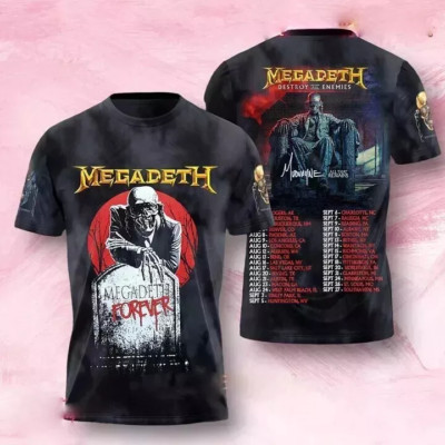 Megadeth Announces Destroy All Enemies Tour Dates 2024 3D T-Shirt S-5XL MR89