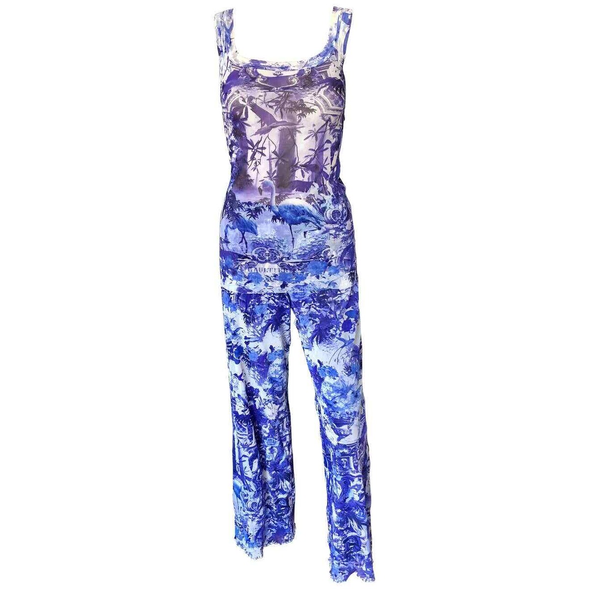 Jean Paul Gaultier Soleil S/S 1999 Flamingo Print Mesh Top