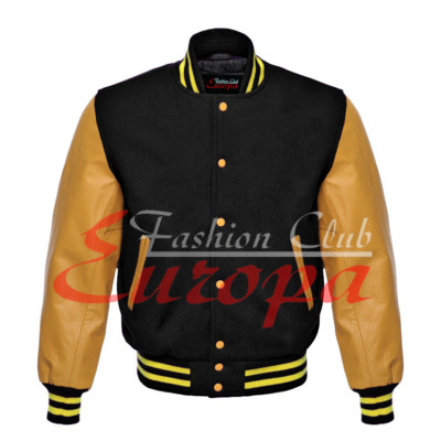New American Beautiful Varsity College jacket & Yellow Gold Real Leather Sleeves