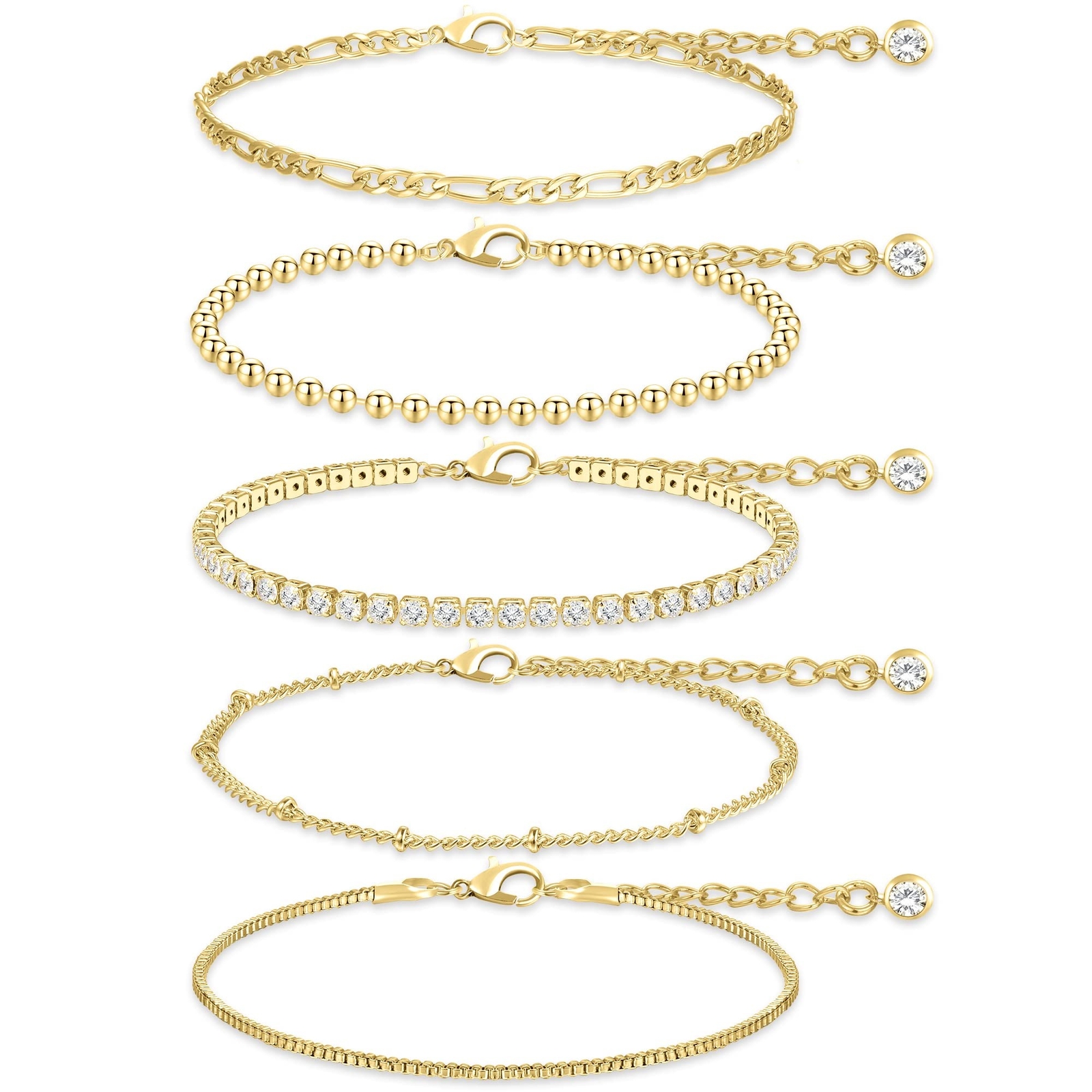 Gold Ankle Bracelets for Women, 14K Gold Cuban Link Evil Eye Anklets Layered ...