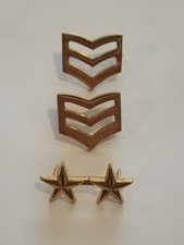 Lot Of 3 - Police Military Uniform Double Star Rank 2 Chevron Pins Gold