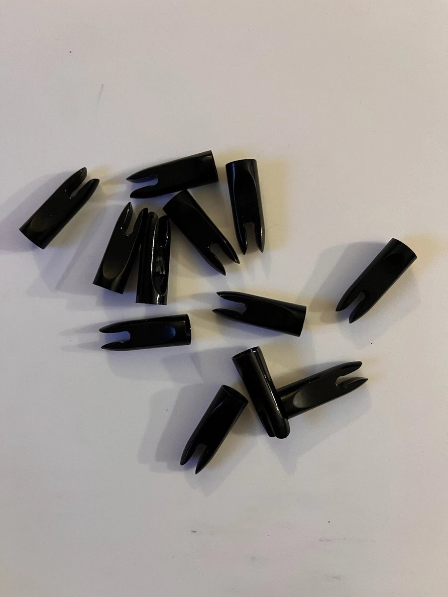 1 DZ VINTAGE BLACK 9/32” ORIGINAL AAE PLASTINOCK GLUE ON SNAP NOCK ARROW NOCKS