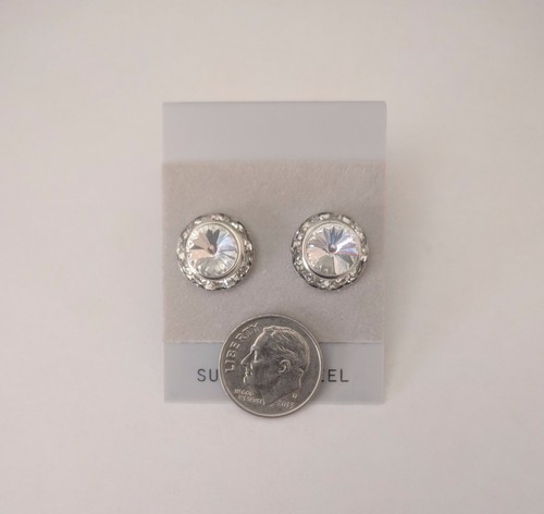 PETITE JET PIERCED EARRINGS horse show number magnets Rivoli Crystals - Picture 2 of 3