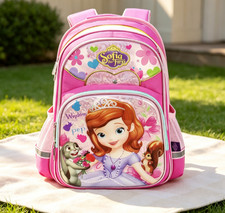 Cartoon Sofia The First School Bag Backpack For Kids Princess Bookbag Pink