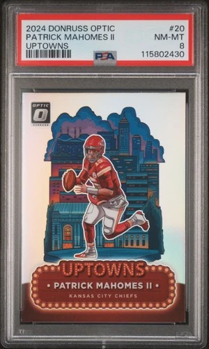 2024 PANINI DONRUSS OPTIC UPTOWNS #20 PATRICK MAHOMES II PSA 8