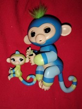 WowWee Fingerlings Baby Monkey Blue And Green Interactive Toy With Baby