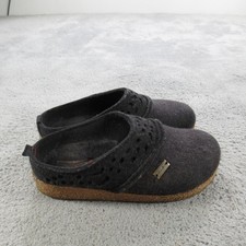 Haflinger Slippers Womens Size 7.5 Gray Wool Felt Clog Slip On House Shoes