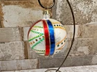 Christopher Radko Red And Blue Stripe Gold Glitter Ball Ornament
