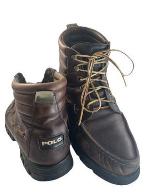 Polo Sport Ralph Lauren Mens Ankle BOOTS Size 9 B Brown Leather