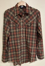 VTG 1970s Levi  s Pearl Snap Plaid Shirt Sz M Smiley Pockets Western Festival