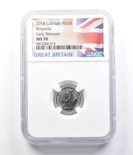 2018 Great Britain 10 Pound Platinum Britannia Early Releases MS70 NGC *1096