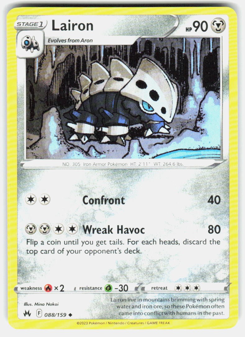 LAIRON 088/159 UNCOMMON CROWN ZENITH POKEMON NM/M
