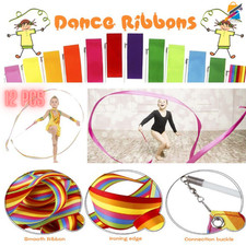 12 pcs Dance Ribbons Twirling Gymnastics Wands Streamers for Kids Party Props