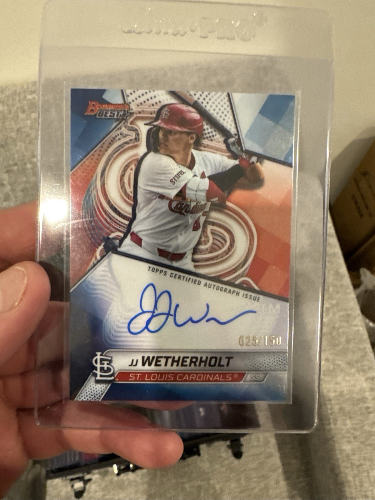 2025 Bowman - Chrome Prospects JJ Wetherholt #BCP-22 Blue Refractor /150 (RC)