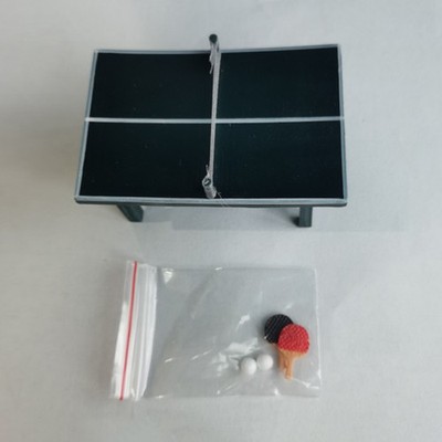 1/12 Dollhouse Mini Ping Pong Table With Balls & Rackets Doll House Decorat N $g