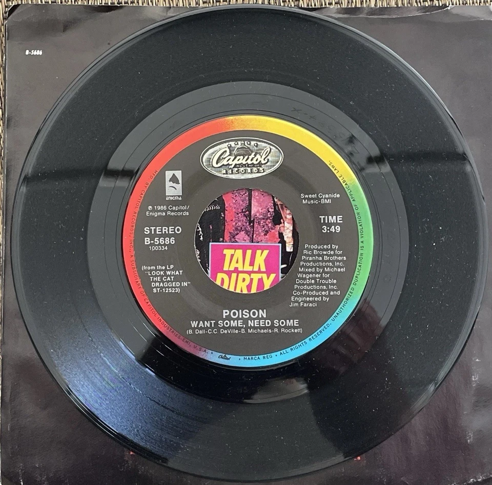 Poison - Talk Dirty To Me / Want Some, Need Some - Capitol B-5686 - M PS - Изображение 4 из 4