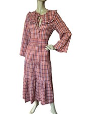 Dôen Gingham Long Sleeve Prairie Style Dress Doen Size Small Red Plaid