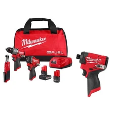 M12 FUEL 12V Lithium-Ion Cordless Drill Driver, Impact Wrench, and Ratchet Com