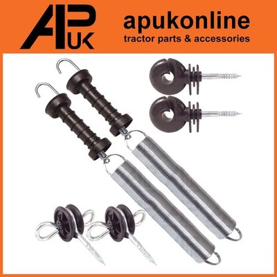 2x Elektrozaun Federtor Set 5m Griff Isolator Schraube Polyzaun schwer