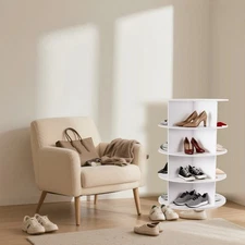 4 Tier Rotating Shoe Rack Tower Vertical Handbag White Rotating Shoe Rack Tower